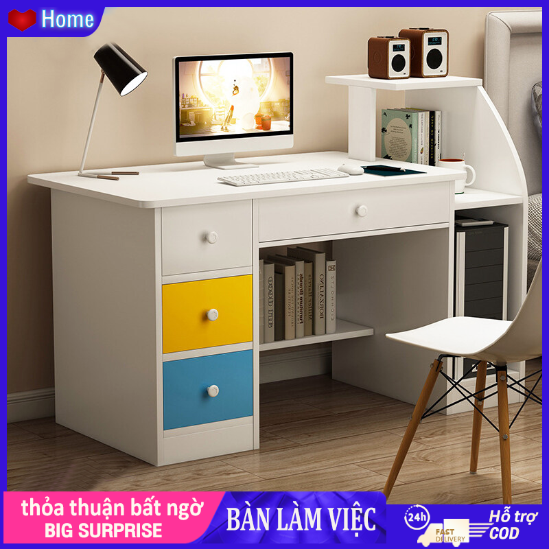 HOME Bàn làm việc học 2 hộc tủ , bàn học Nội Thất 5C hiện đại, tập Chất Liệu Gỗ MDF Cao Cấp mặt gỗ MDF dày 15mm