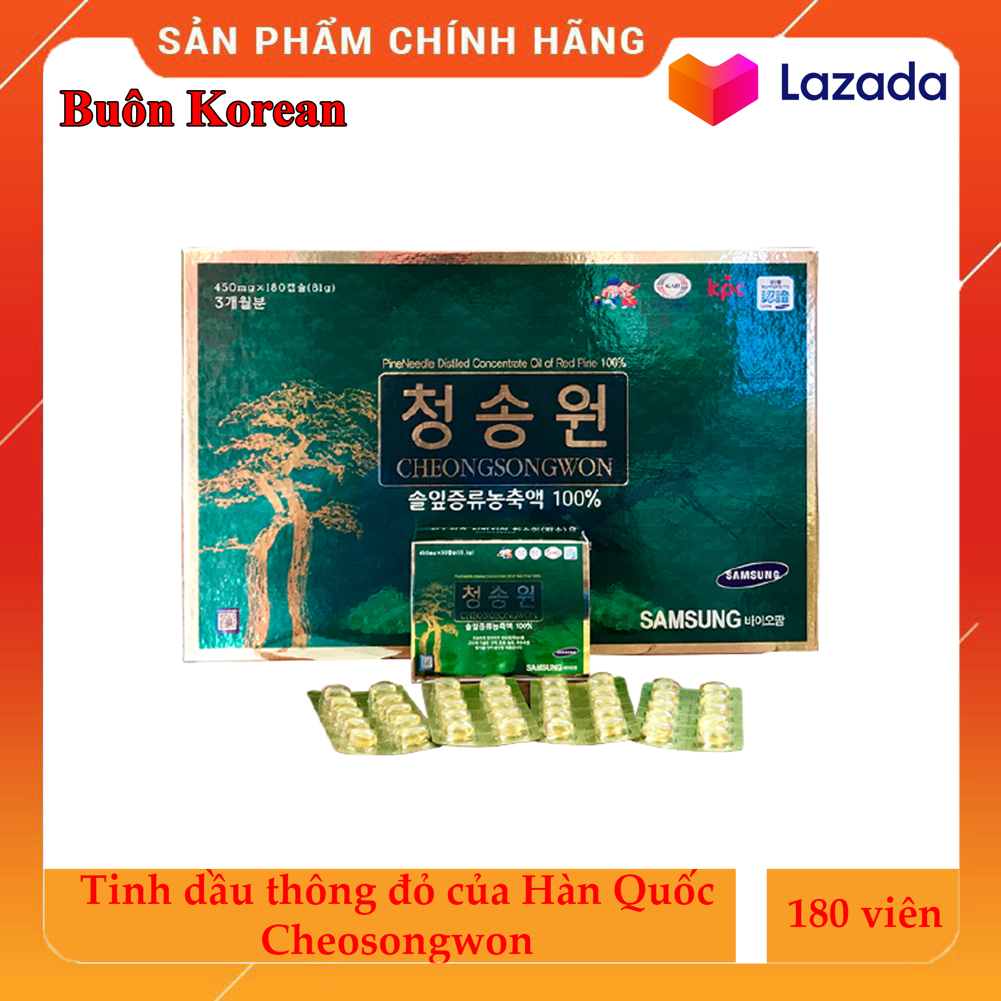 Tinh dầu thông đỏ của Hàn Quốc Hộp 180 Viên