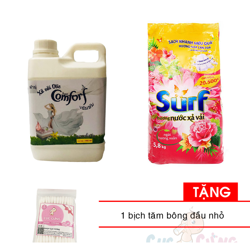 SET Nước xả vải hương Comfort Thái Lan 2000ml MÀU TRẮNG + Xà bông giặt đồ