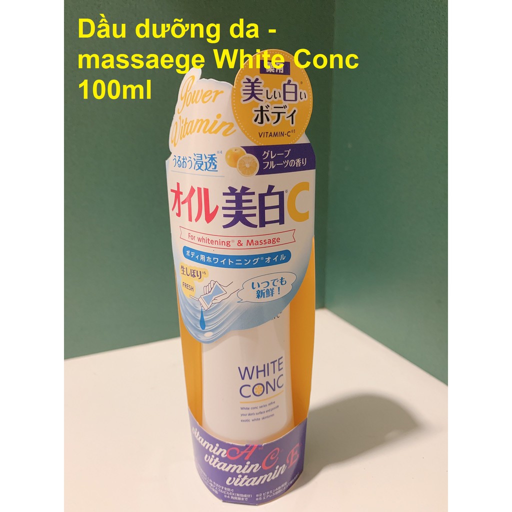 Dầu dưỡng trắng White Conc whitening massage oil 100ml cam kết hàng đúng mô tả sản xuất theo công nghệ hiện đại an toàn cho người sử dụng
