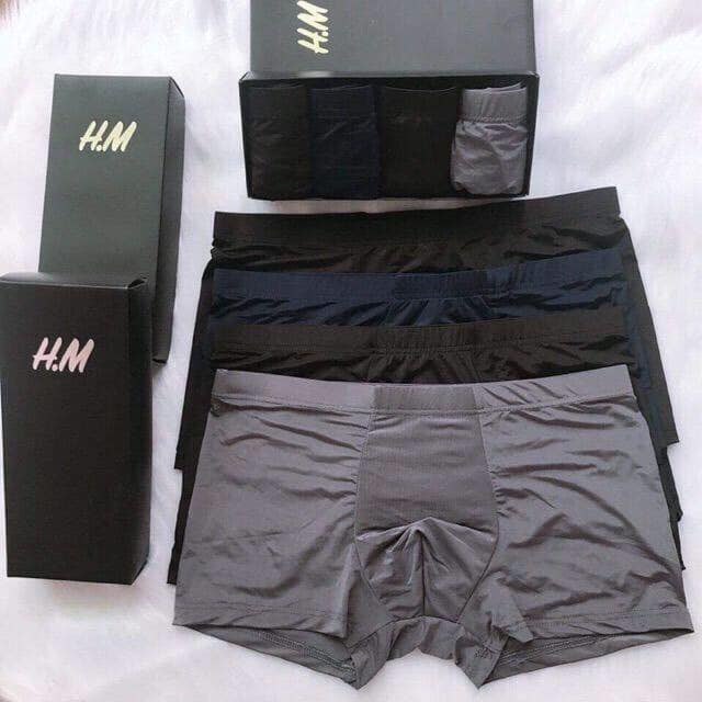 Sịp đùi nam hm boxer su lạnh siêu mát hộp 4 quần