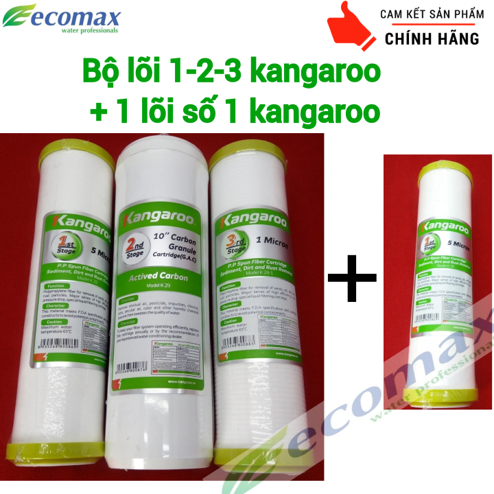 Bộ 3 lõi lọc nước kangaroo , bộ 3 lõi lọc nước kangaroo tặng 1 lõi lọc nước số 1