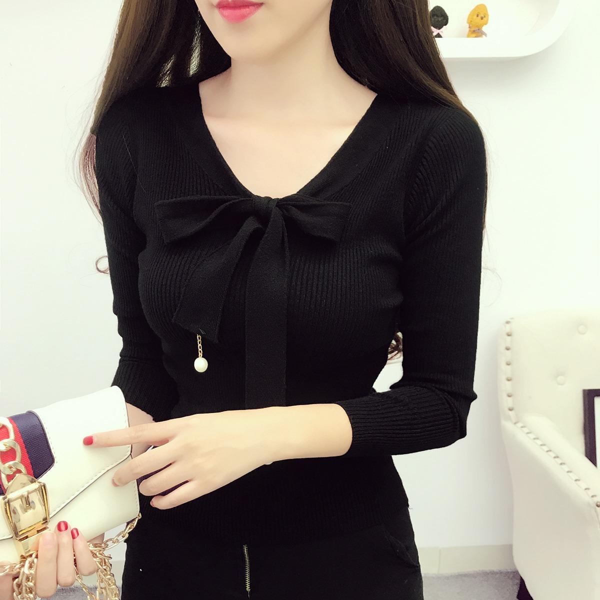 Áo len nữ thắt nơ
