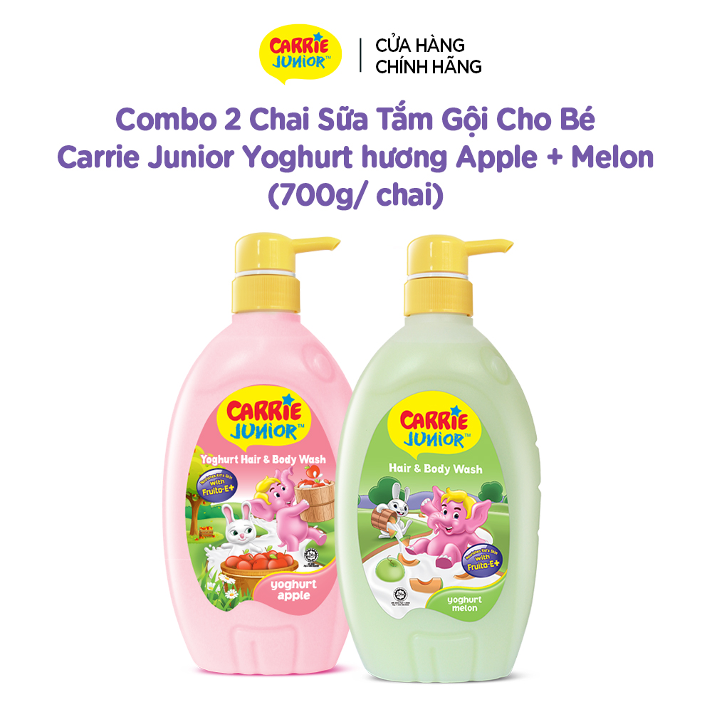 Combo 2 Chai Sữa Tắm Gội Cho Bé Carrie Junior Yoghurt hương Apple + Melon