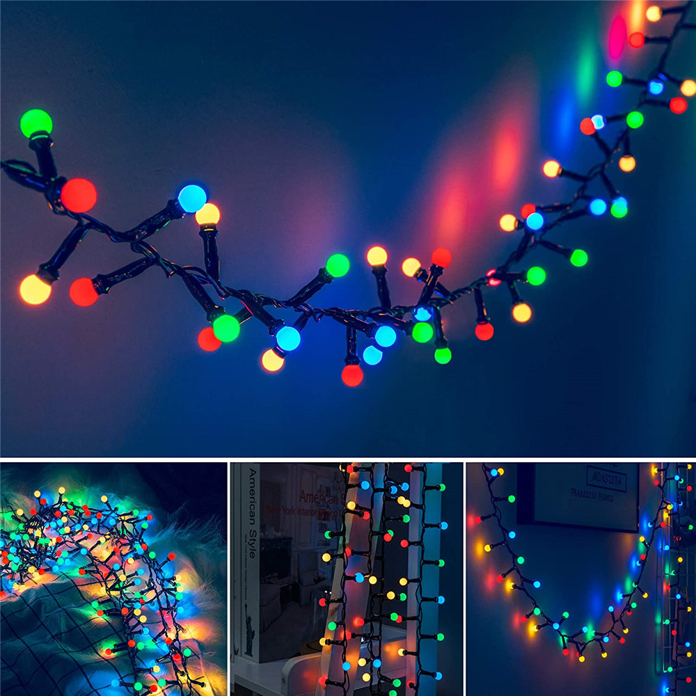 Đèn trang trí cherry ball treo ngoài trời nhiều chế độ sáng, dây 10m - 500 bóng led