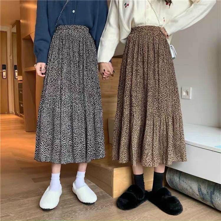 Chân váy hoa nhí vintage xếp ly quảng châu cực xinh