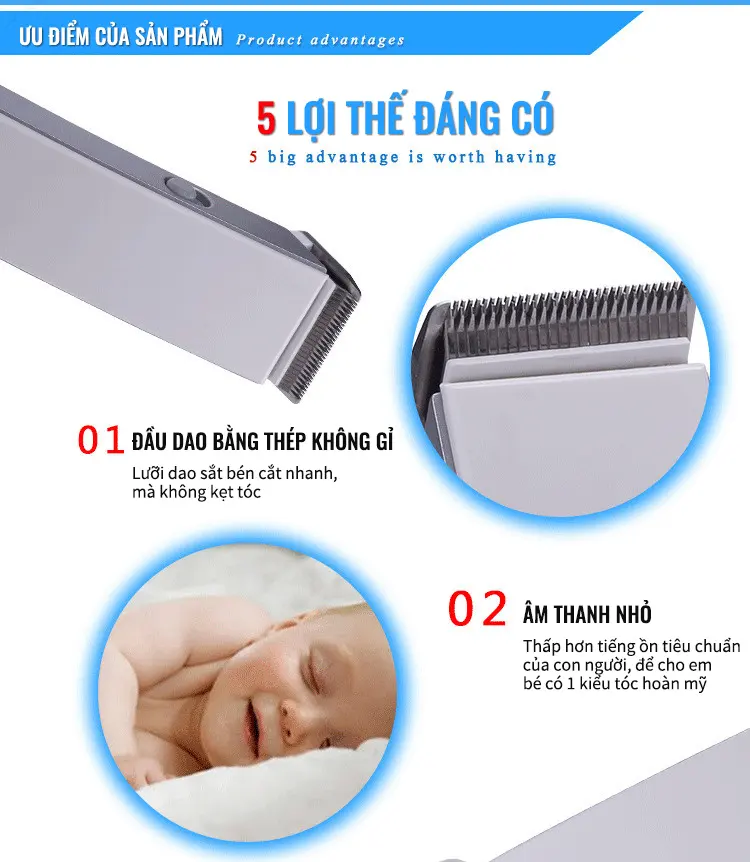 Tông đơ cắt tóc nova ns 216 - Máy cắt tóc không tiếng ồn dành cho người lớn và trẻ em có thể điều chỉnh độ dài từ 1-9mm