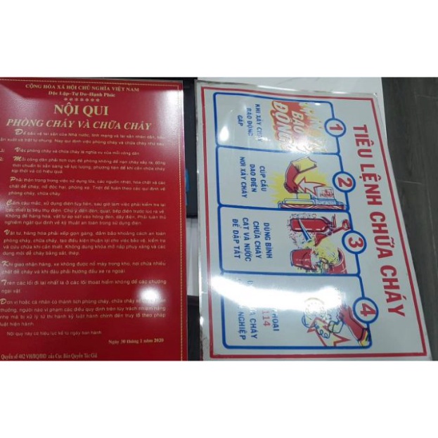 Bộ nội quy tiêu lệnh, bảng nội quy cháy, bảng hướng dẫn chưa cháy, bảng nội quy và tiêu lệnh bằng chất liệu tôn đẹp