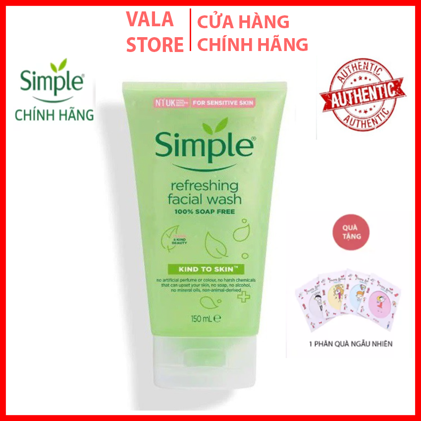 Sữa Rửa Mặt SIMPLE Dành cho Da Nhạy Cảm Gel Rửa Mặt Simple Kind To Skin Refreshing Facial Wash Gel 150ml Vala Store
