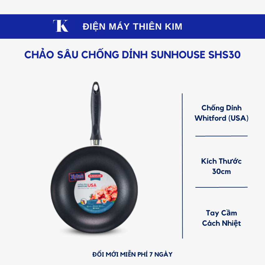 Chảo sâu chống dính Sunhouse SHS30 30cm - chảo chống dính