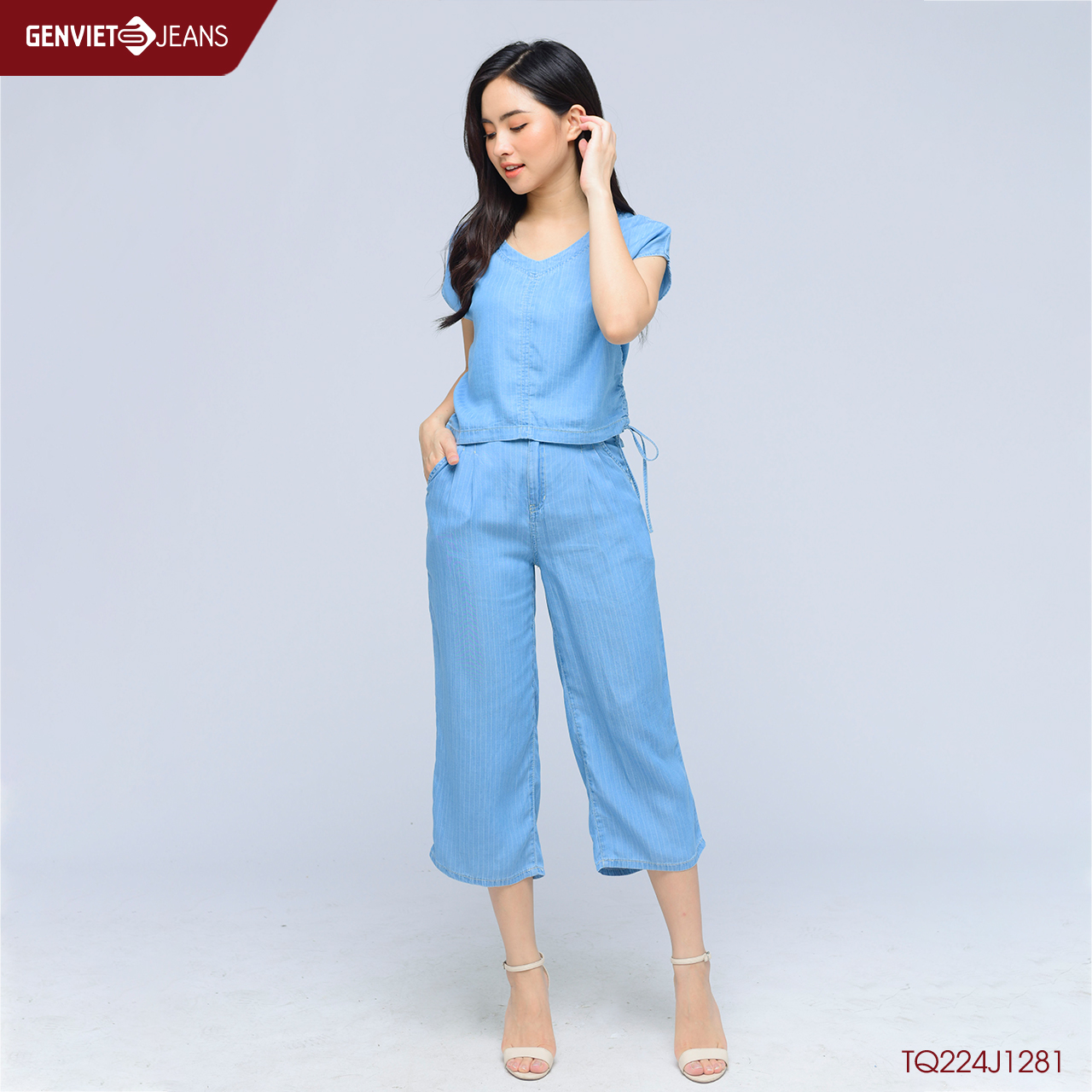 Quần jeans lửng nữ tq224j1281 genviet