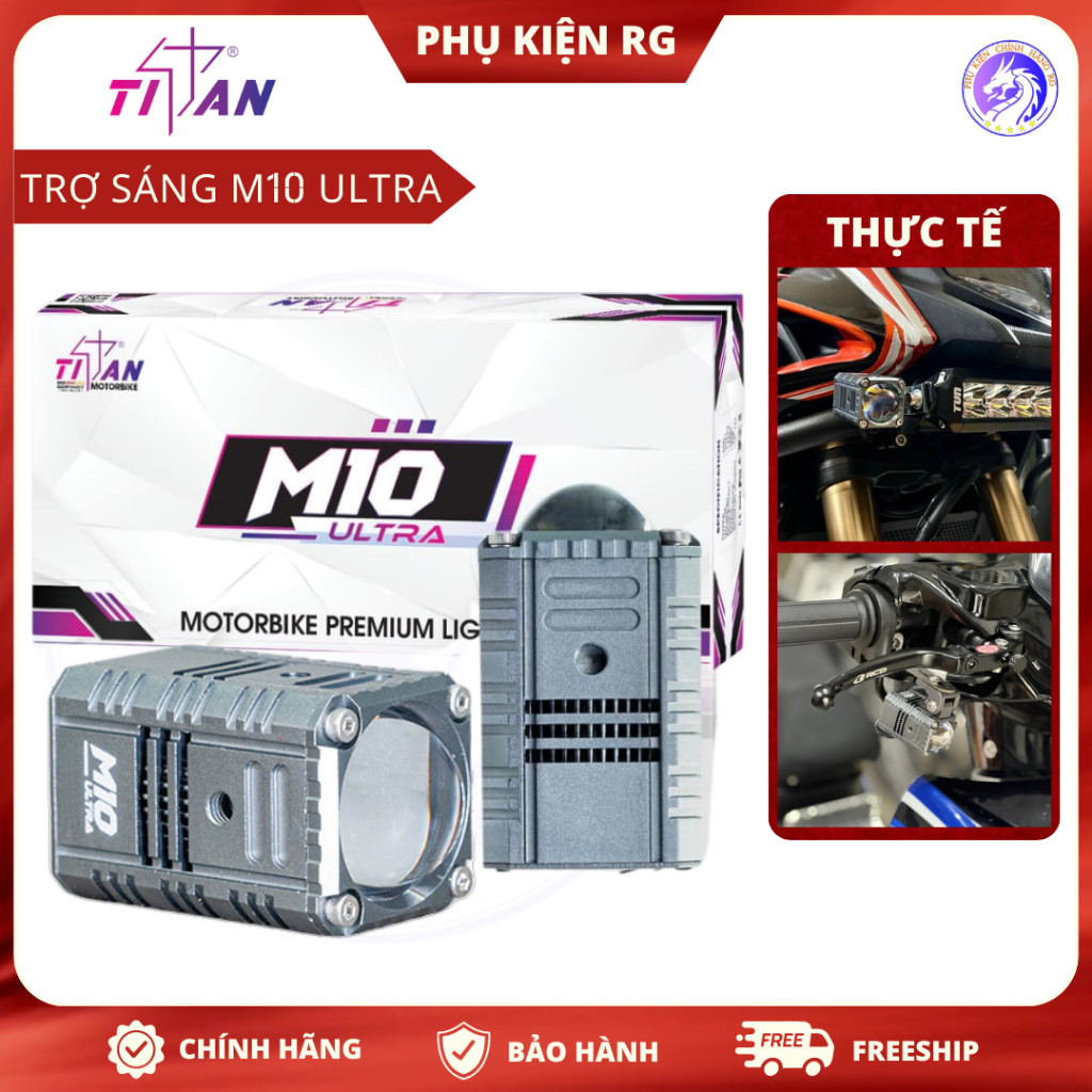  ĐÈN TRỢ SÁNG TITAN MOTO M10 ULTRA công suất mạnh kháng nước tốt 