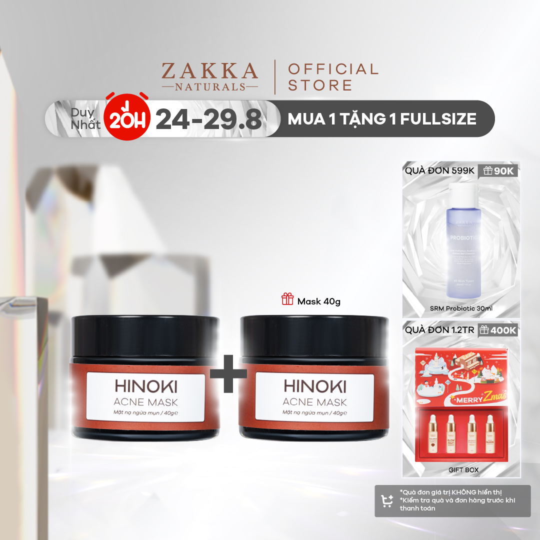 Mặt Nạ Giảm Mụn, Gom Cồi Và Ngăn Ngừa Mụn Hinoki Acne Mask Zakka Naturals 40g