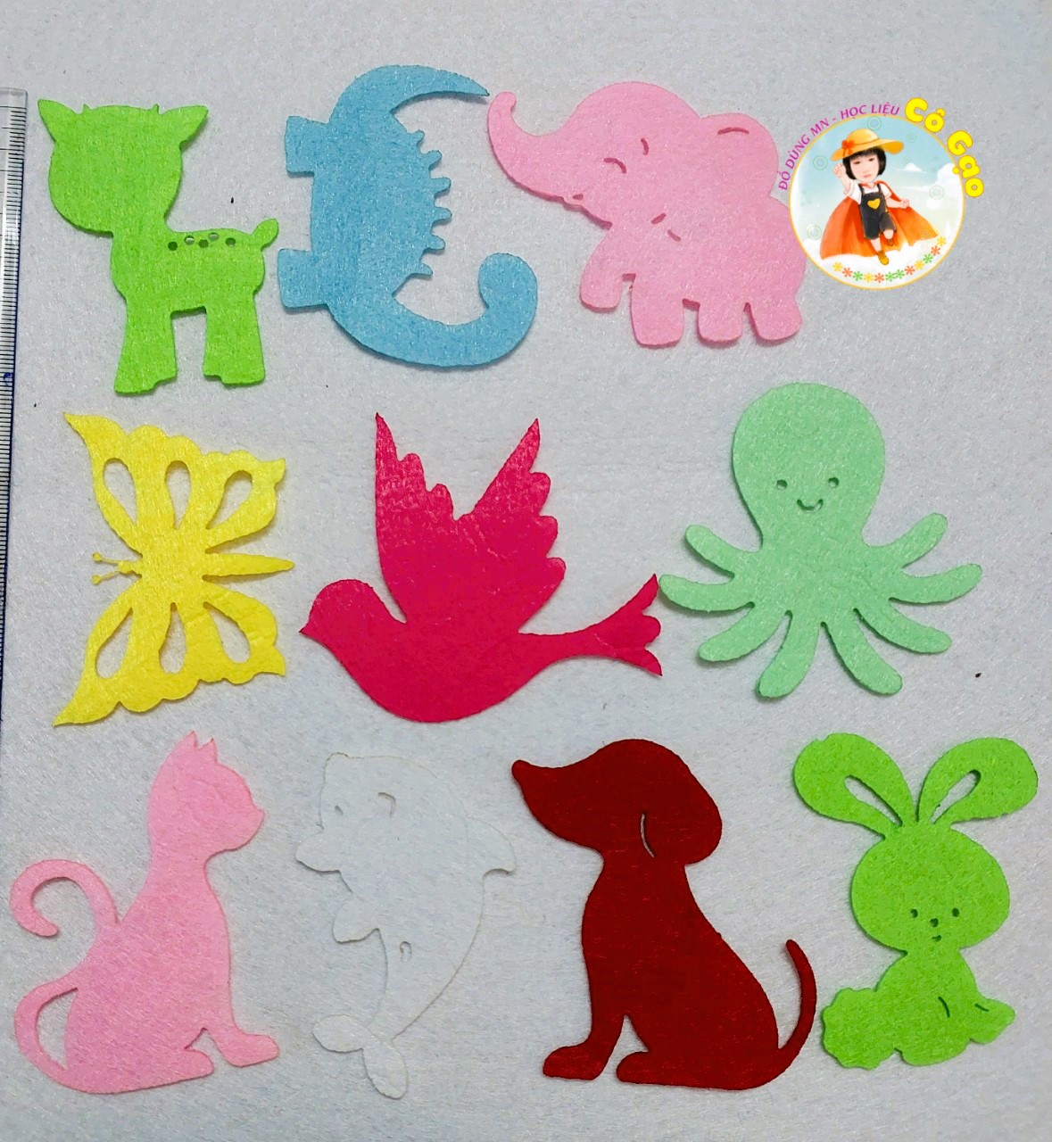 Set 20 con vật nỉ nhiều màu tt mầm non