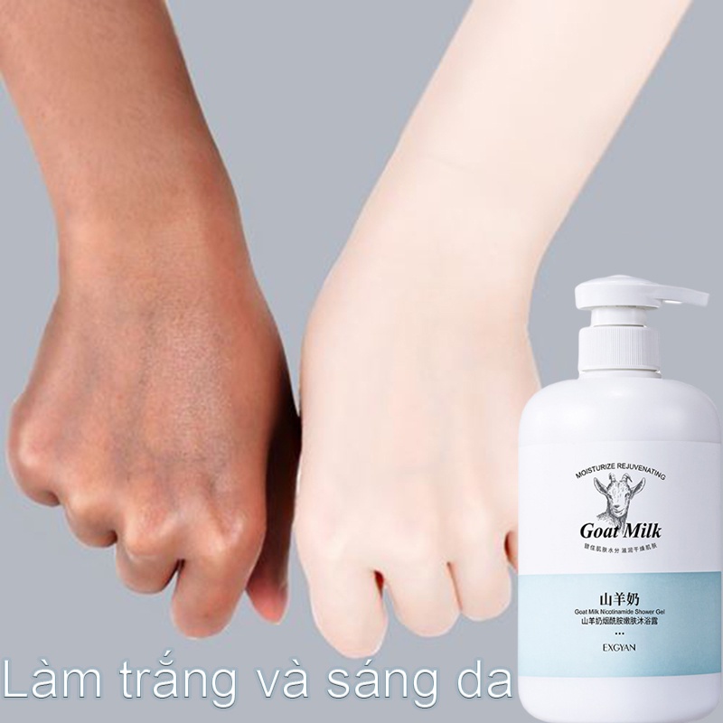 Sữa tắm sữa tắm làm trắng sữa tắm dưỡng ẩm Sữa tắm thơm 800ml nhanh chóng làm trắng da phục hồi lỗ chân lông làm sạch sâu loại bỏ da chết Niacinamide sữa tắm dê