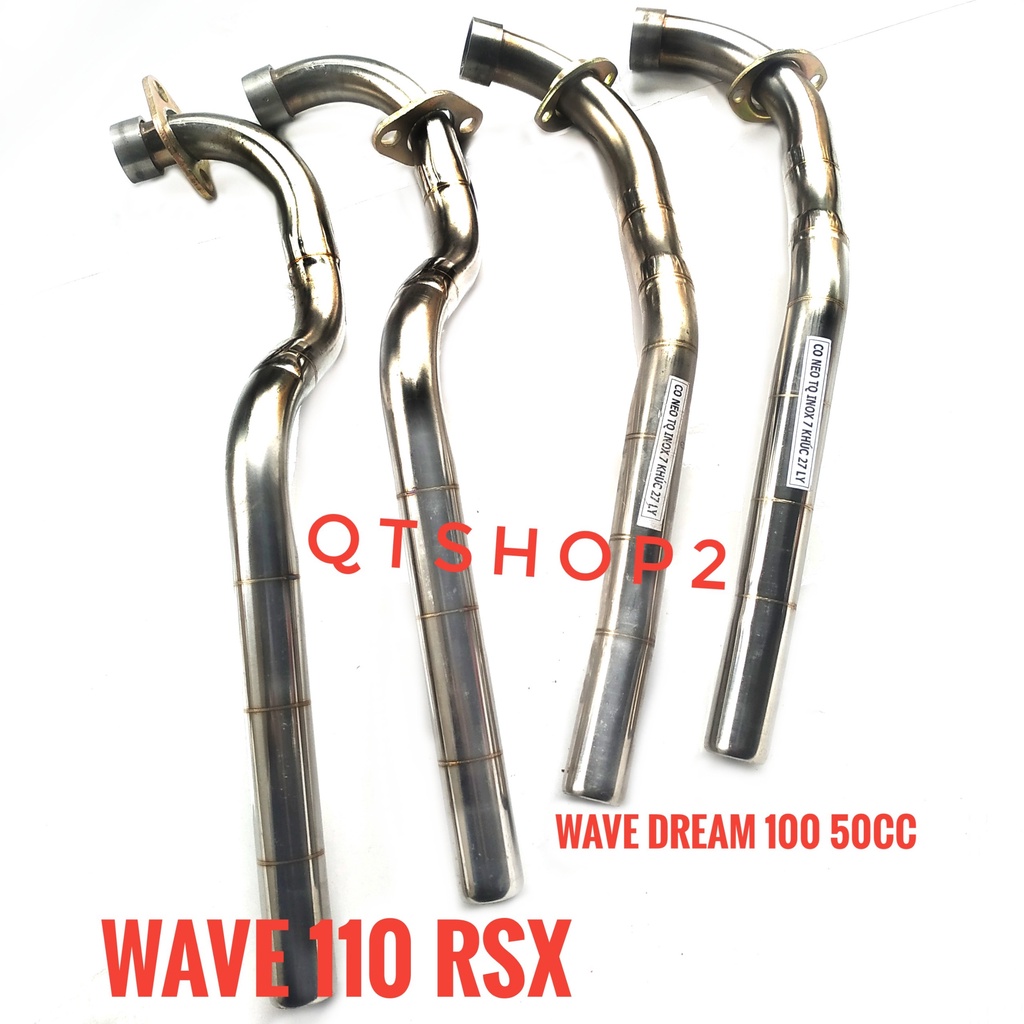 Cổ pô inox 304 wave dream wave s ,110 ,future neo,wave alpha 110cc wave rs sirus siêu sáng phi 27 cổ tăng thoáng máy