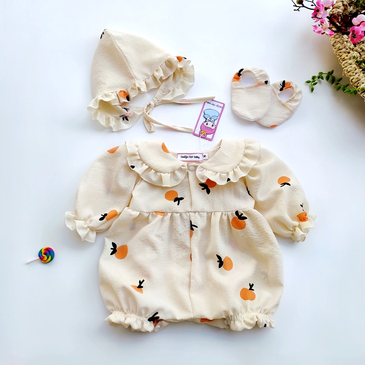 Body áo liền quần cho bé đầy tháng, thôi nôi