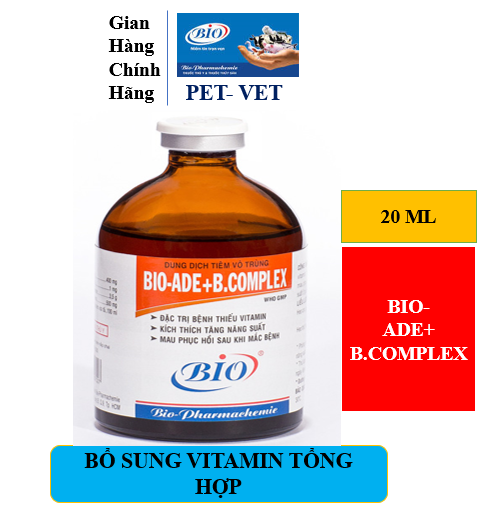Bio-ade.bcomplex chai 20ml. bổ sung vitamin cho thú nuôi. thú nuôi khoẻ mạnh, nhanh lớn