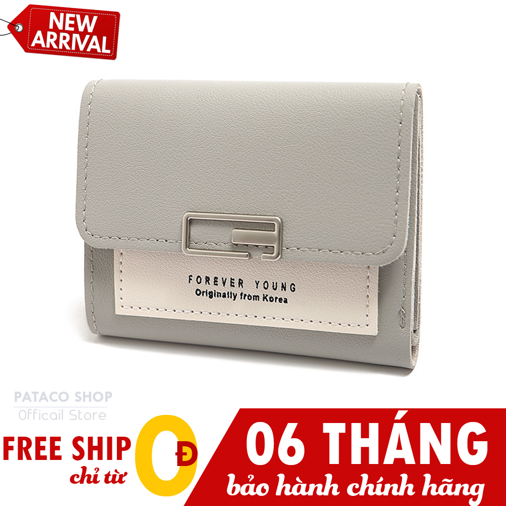Ví ngắn nữ thời trang Forever Young nhiều ngăn tiện lợi chất da PU mềm mịn hàng Quảng Châu cao cấp