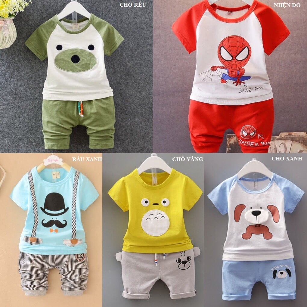 Quần áo bé trai, bộ cộc tay bé trai cotton 4c size 5-20kg