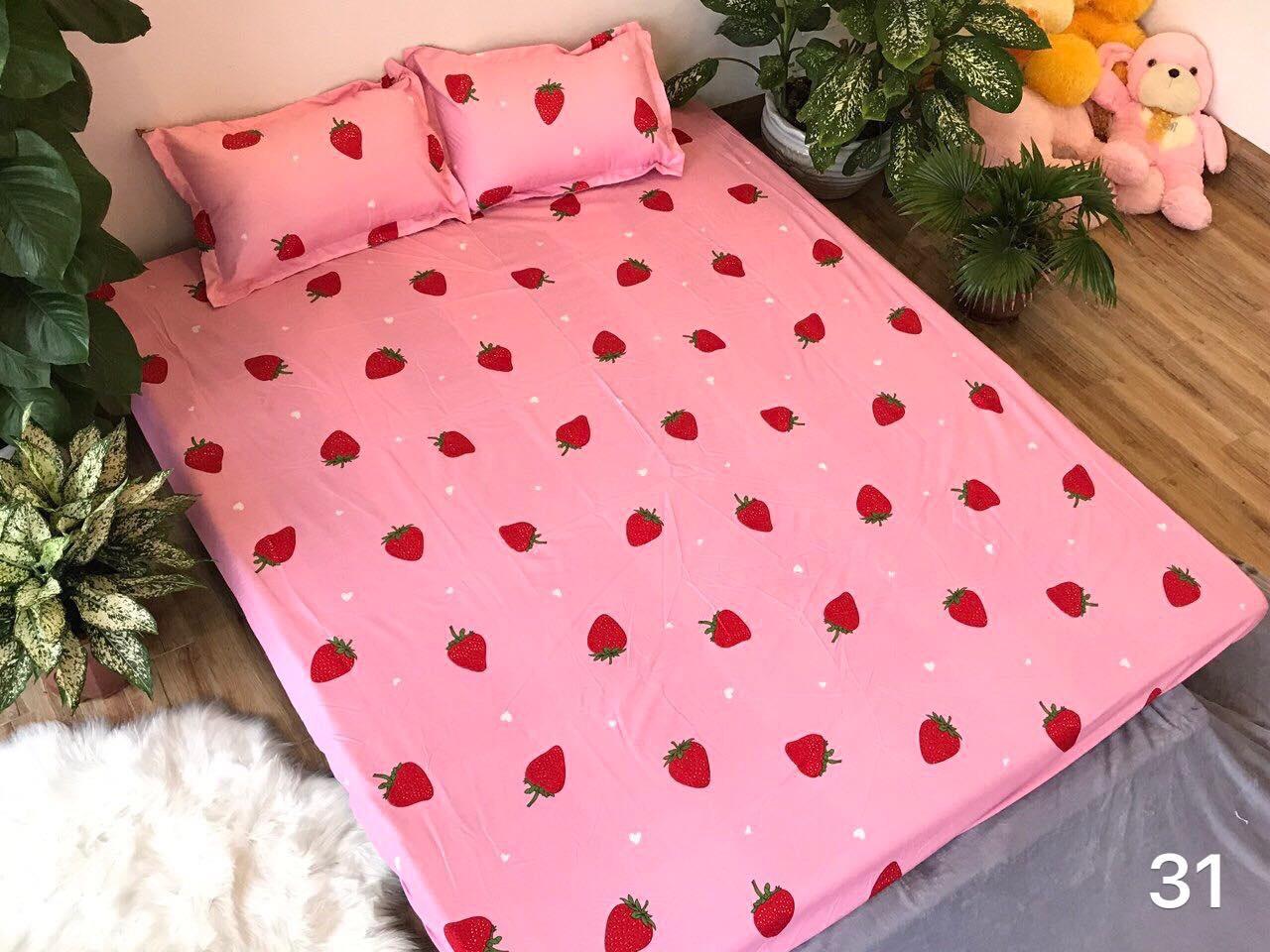 [HCM]Set 3 món 1 ga và 2 vỏ gối nằm met 6 mẫu dâu hồng