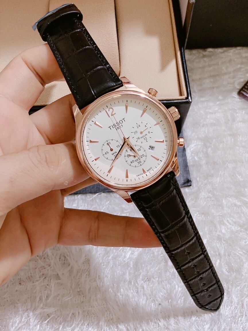 Đồng hồ dây da chạy full kim sang trọng cho Nam