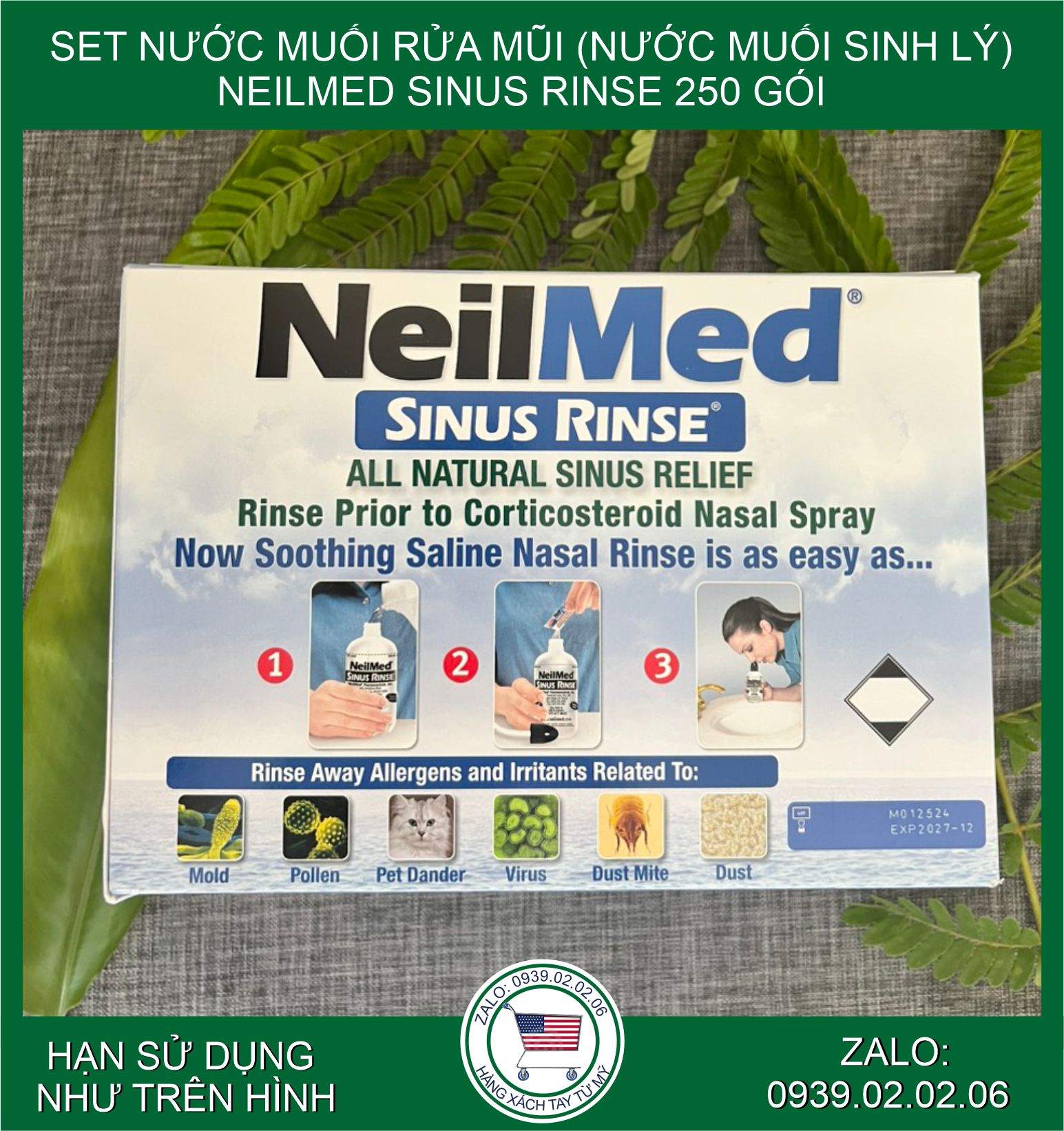 Bộ Sản Phẩm Nước Muối Rửa Mũi Neilmed Sinus Rinse 250 gói