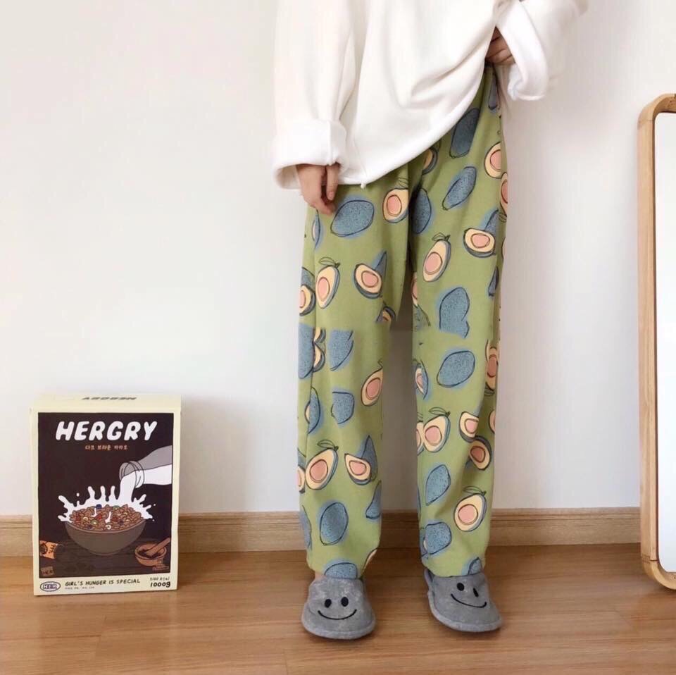 Quần nữ Unisex hoạt hình TRÁI BƠ BTS, set bộ hoạt hình quần cartoon unisex