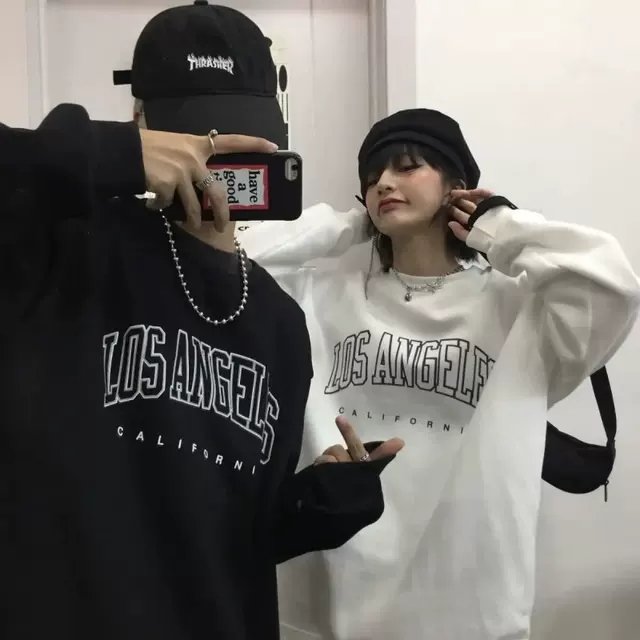 Áo sweter nỉ in chữ los tay thụng cổ tròn cho nam nữ