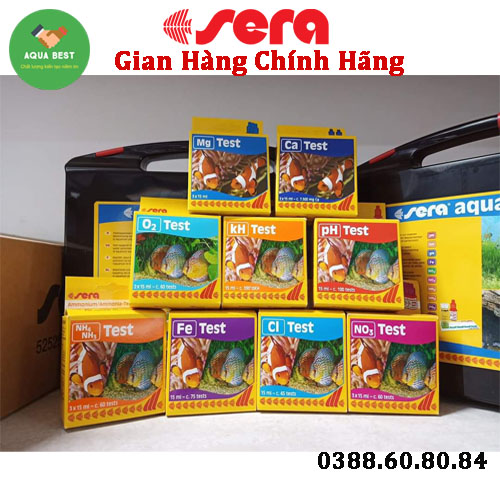 Test sera đo các chỉ tiêu trong nước ph, kh, no2, nh3, no3, fe, clo, o2, ca, mg, gh
