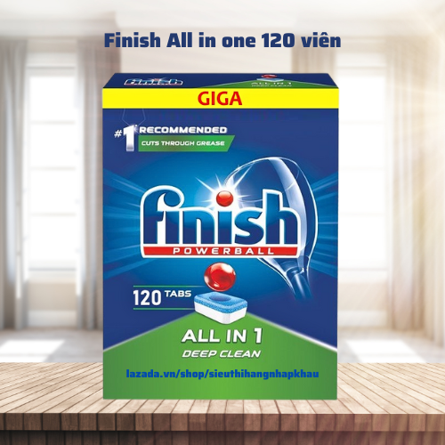 Viên rửa bát Finish All in one 120 viên/hộp - Nhập Khẩu EU