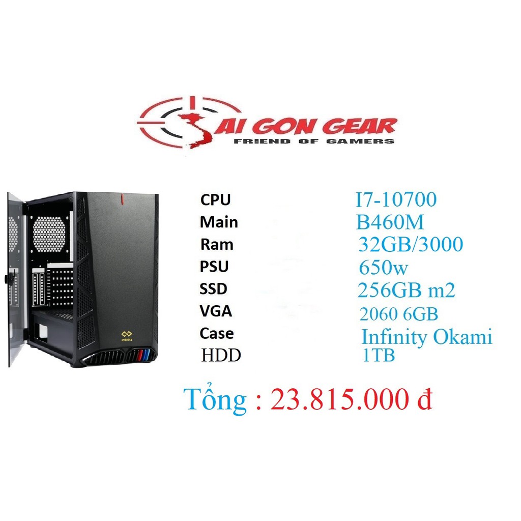 Máy bộ vi tính PC Gaming I7 10700 / H460M / 32GB / SSD 256GB/Vga 2060 6GB, độ bền vượt trội, hoạt động mạnh mẽ, ổn định và an toàn tối ưu cho người sử dụng