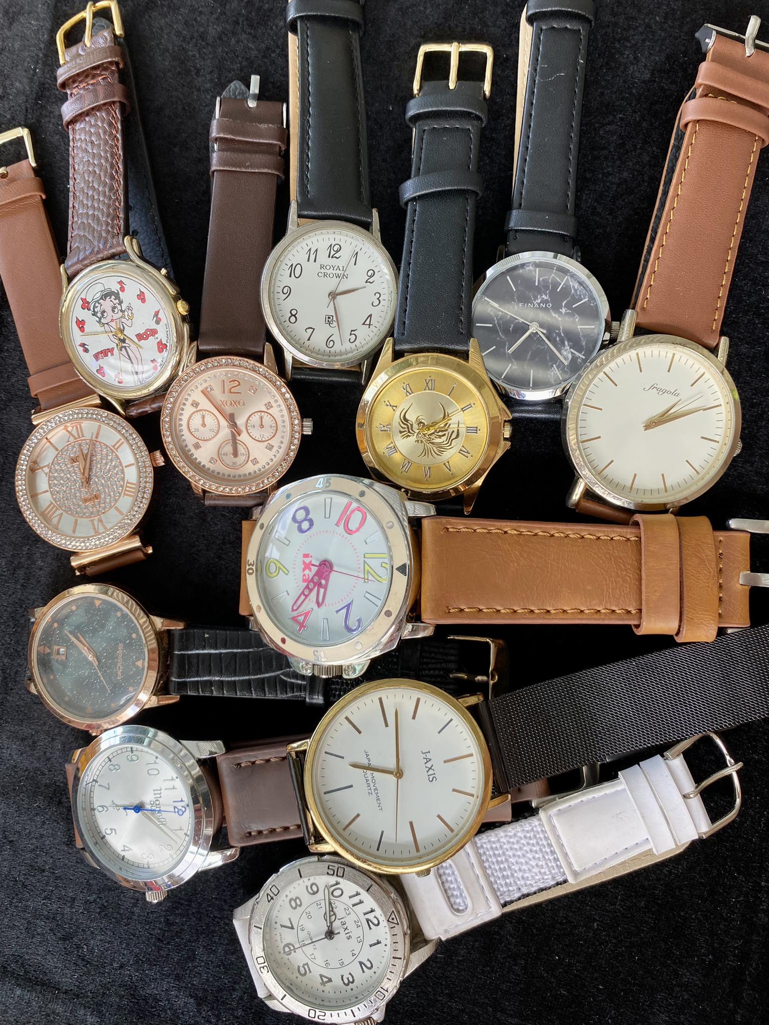 Đồng hồ nam nữ, unisex size kính kèm theo tên sản phẩm phối dây da mới đẹp hàng bãi Nhật 2hand, vintage
