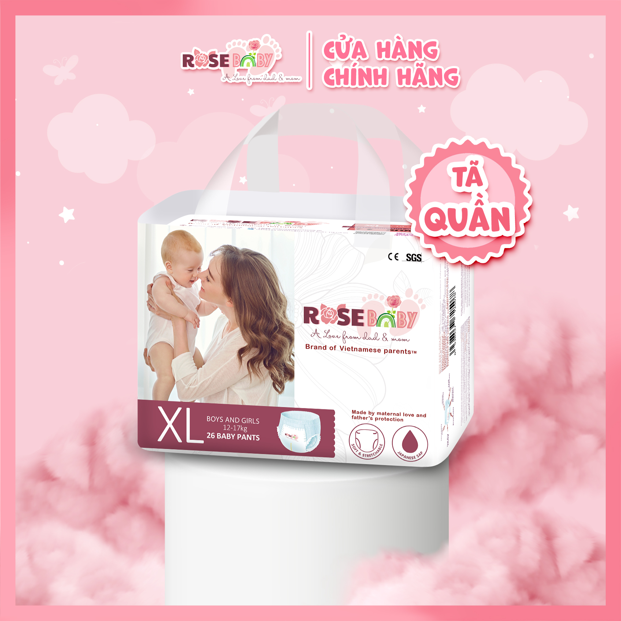 Bịch tã quần rose baby size xl