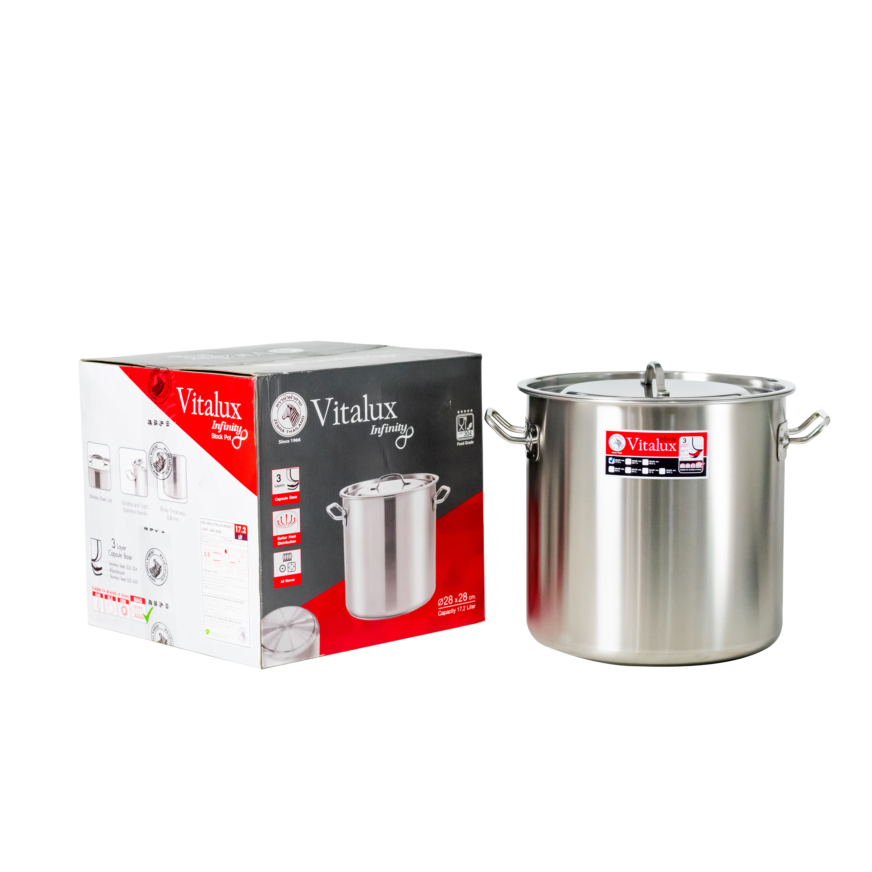 Nồi hầm cao 3 đáy Vitalux Infinity - Zebra