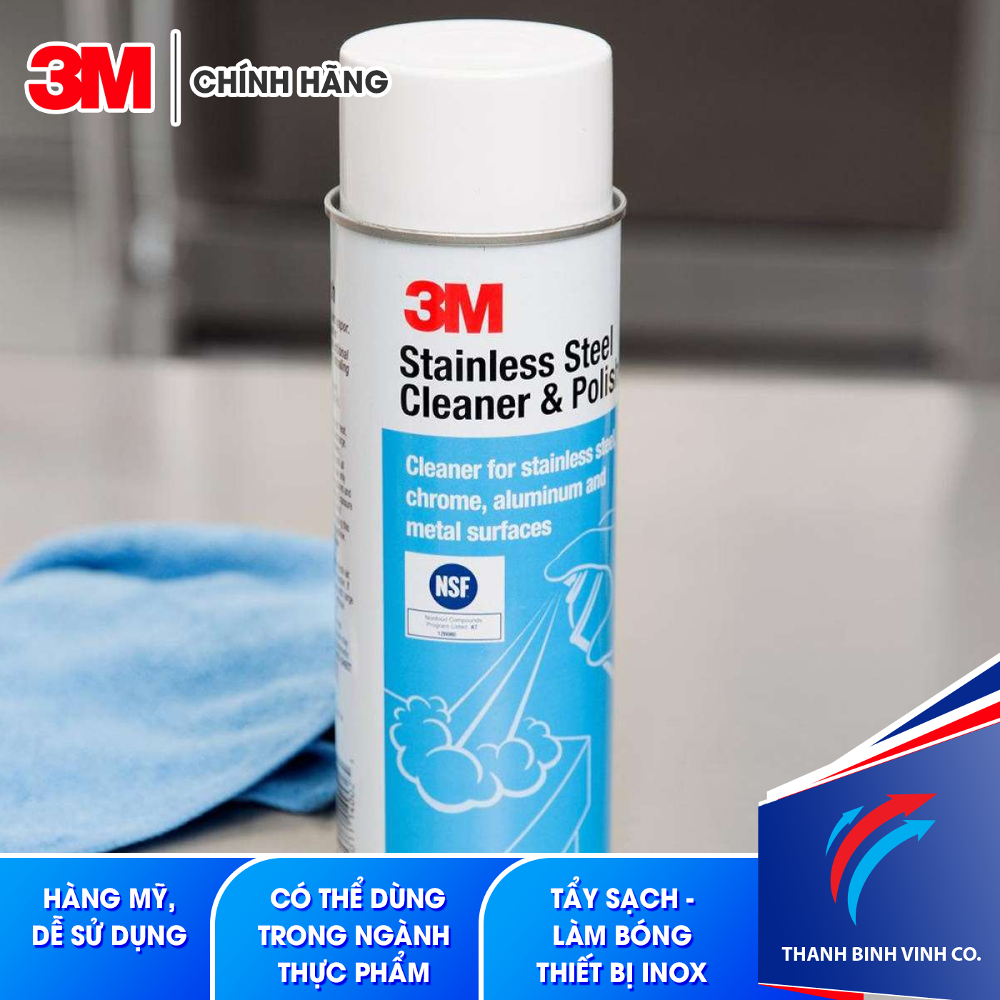 Dung dịch tẩy và làm sạch đánh bóng Inox 3M Stainless Steel Cleaner & Polish 14002 (chai lớn 600gr)