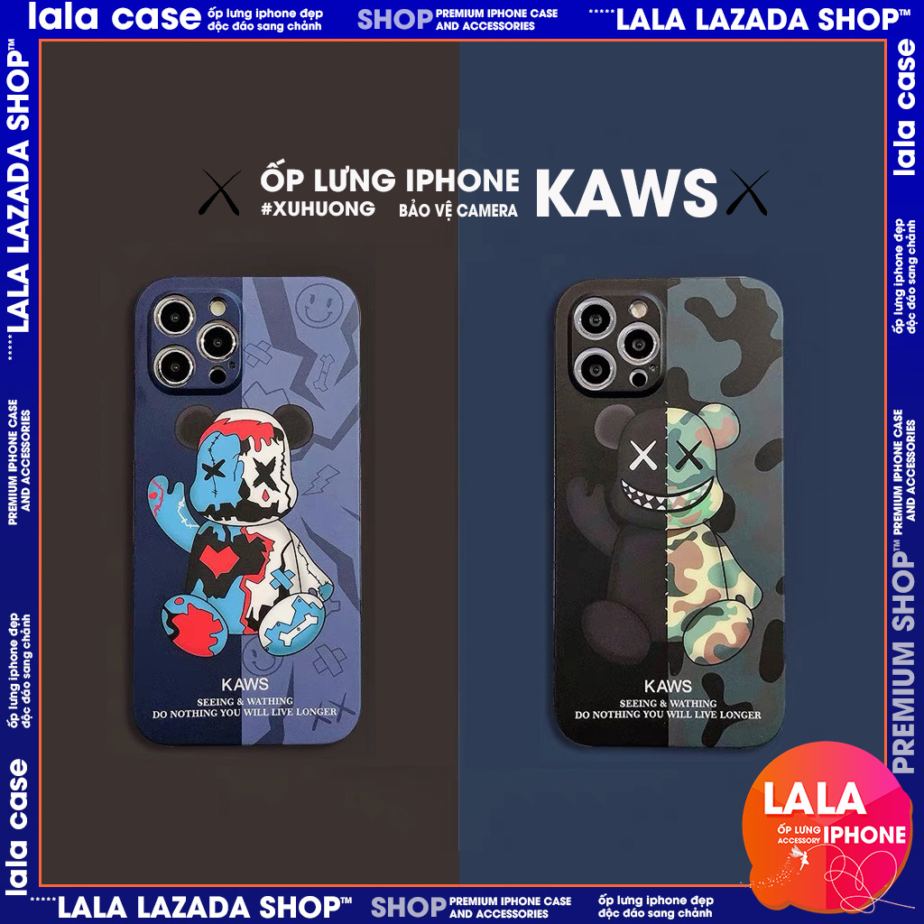 Ốp lưng iphone in hình KAWS viền vuông Đẹp Độc đáo bvc 6/6plus/6s/6splus/7/7plus/8/8plus/x/xs/11/12/pro/max/plus/promax