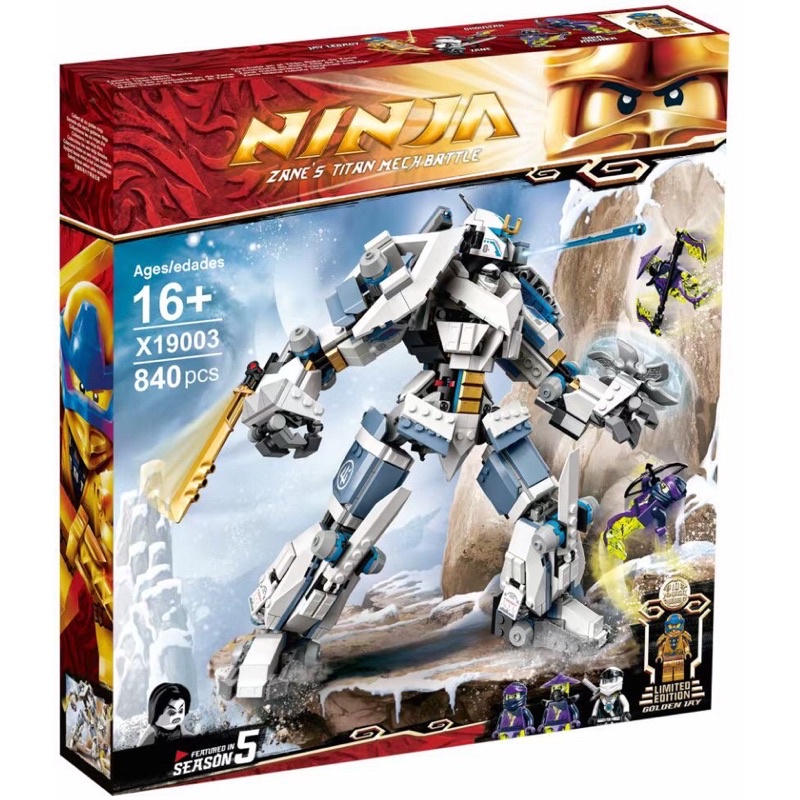 Lắp ráp Ninja 19003 Xếp hình Robot Titan Băng chiên đấu của Zane 927 Mảnh