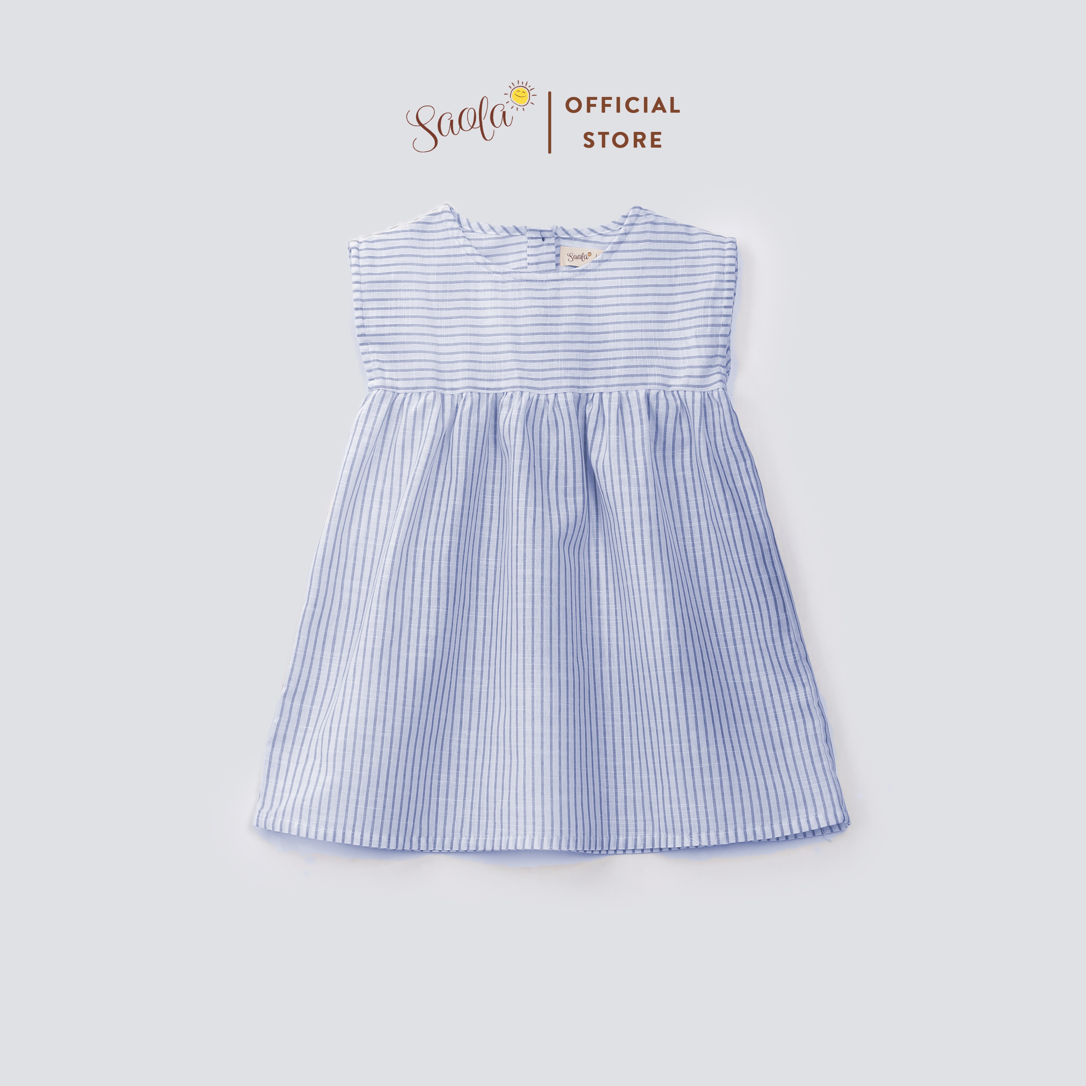 Đầm babydoll sọc dọc chất linen thoáng mát - martha dress - drl024 - saola kids clothing