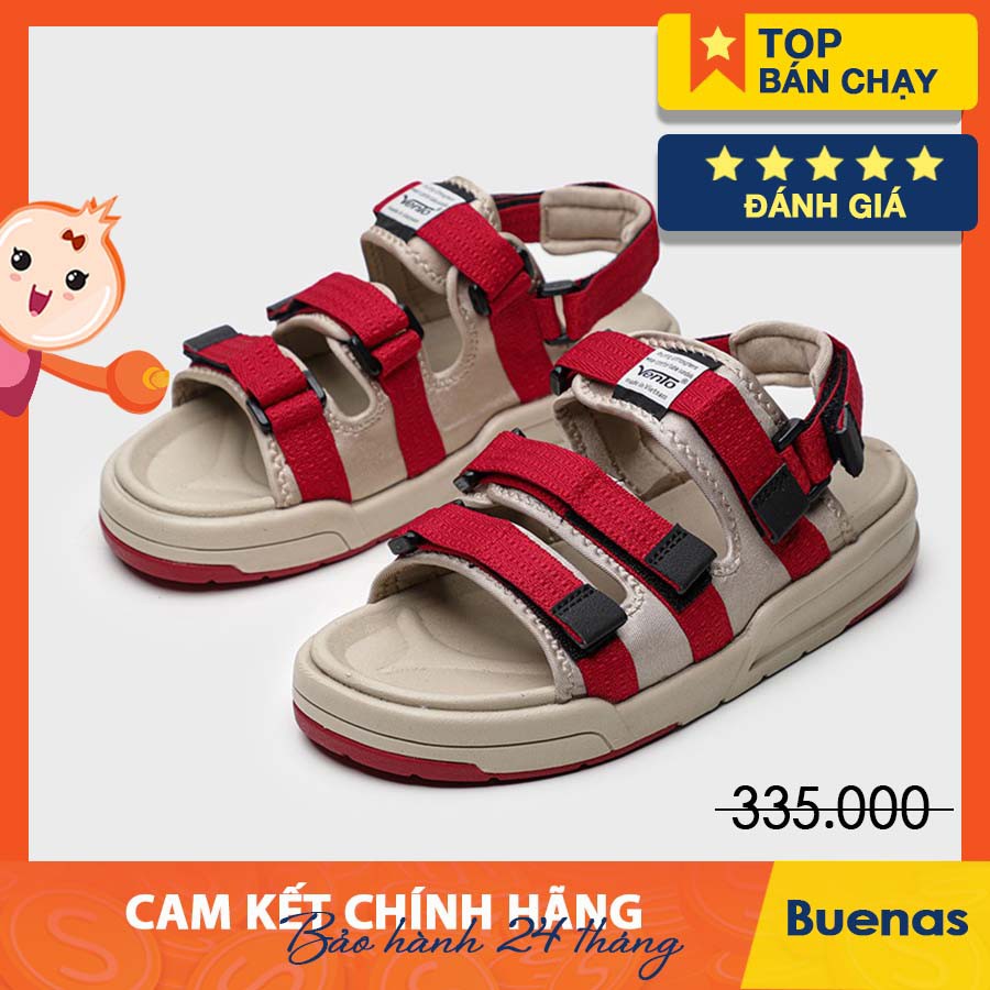 Giày sandal Vento NV1001 đỏ be - sandal vento nam nữ quai hậu đi học chính hãng đế cao 3 phân