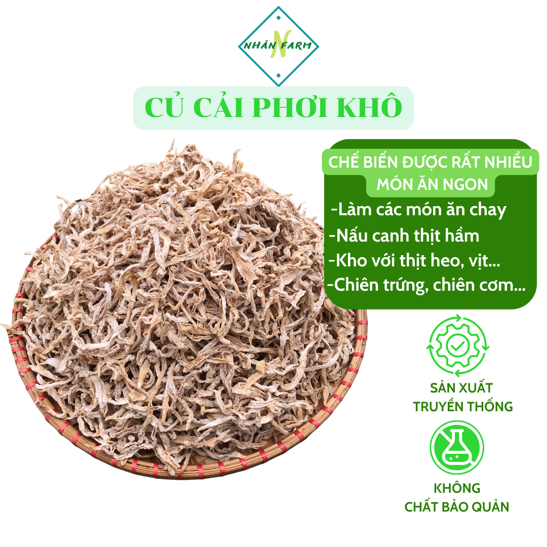 Củ cải phơi khô tự nhiên-Bến Tre- Túi 300gr