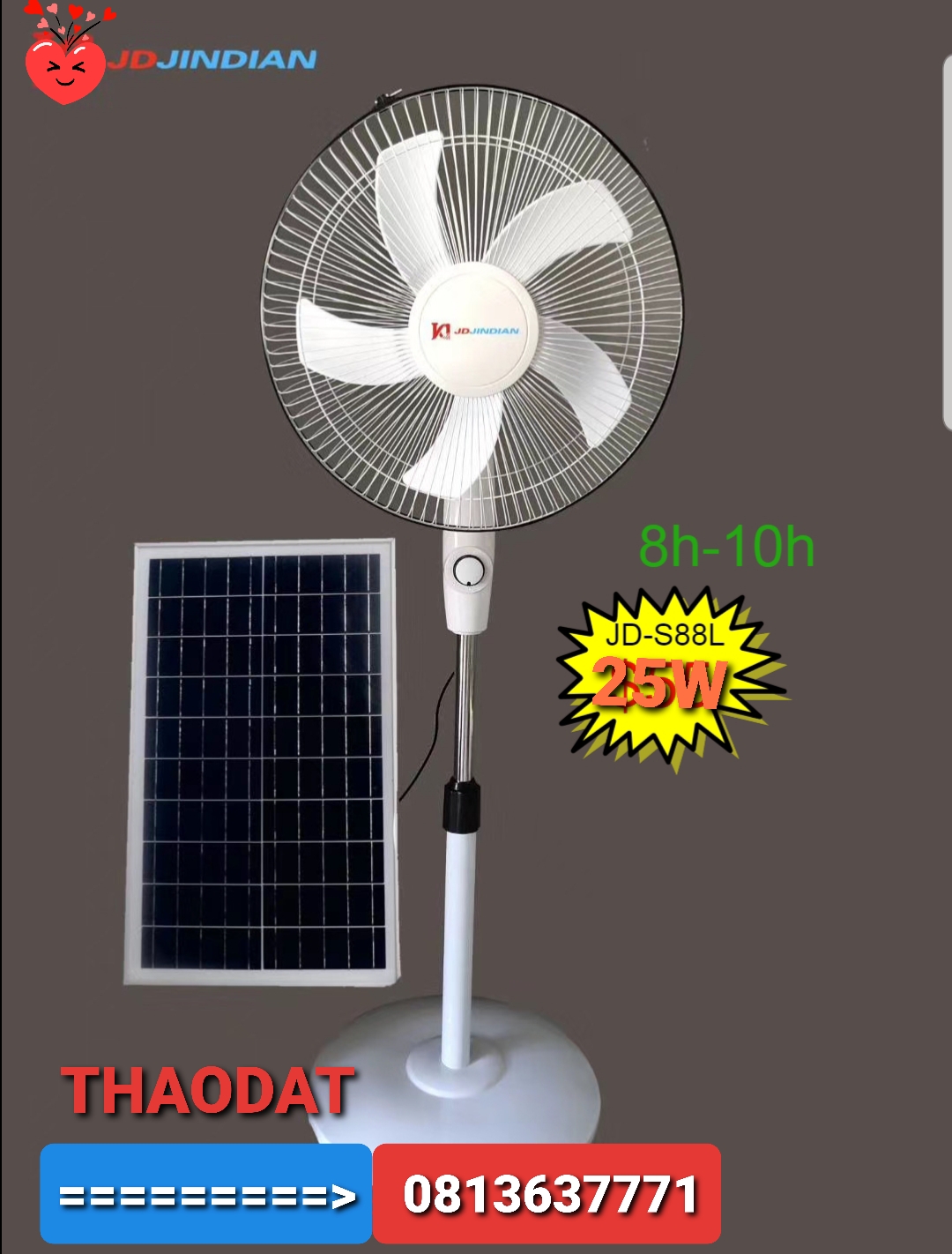 QUẠT ĐỨNG NĂNG LƯỢNG MẶT TRỜI JINDIAN JD-S88L