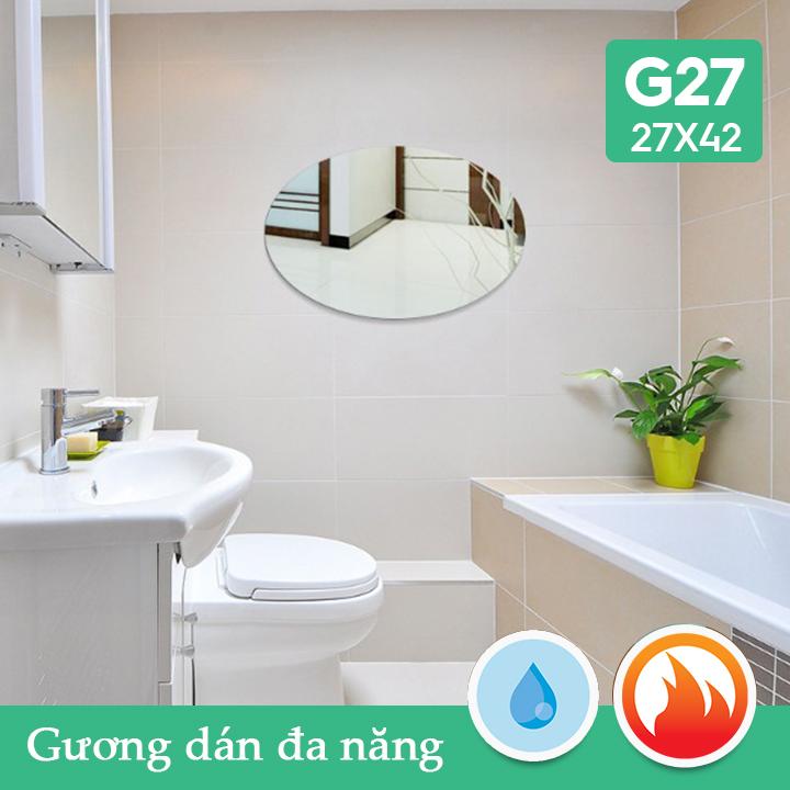 Gương dán nhà tắm đa năng bầu dục 27x42cm Combo2 tấm