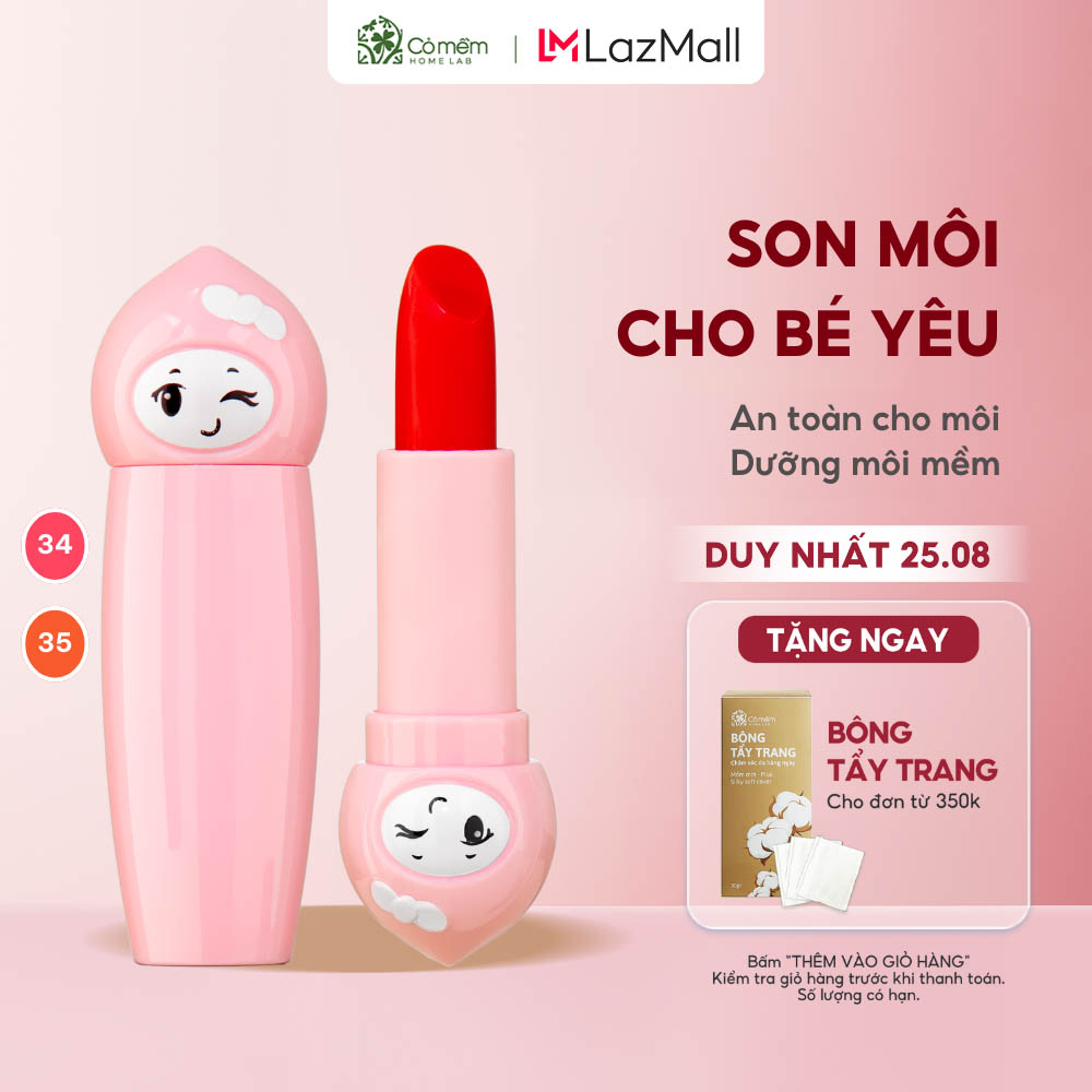 Son Môi Lụa Có Màu Cho Bé Búp Bê Cỏ Mềm Thiên Nhiên An Toàn 4g