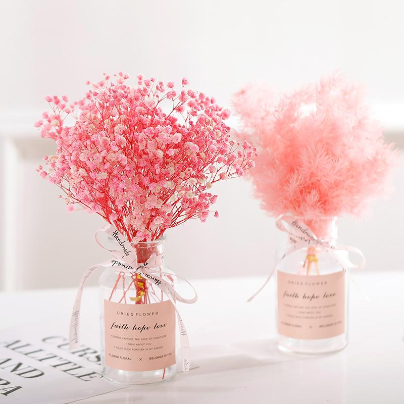 [HCM]Bình hoa khô kèm dây điện và nơ Hoa khô trang trí bàn làm việc kèm bình dây điện và nơ Bình hoa khô kèm dây điện và nơ xinh đẹp để bàn là quà tặng