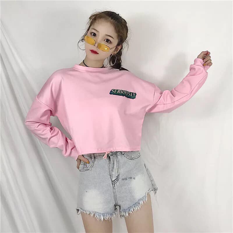 ÁO CROPTOP TAY DÀI IN CHỬ SERIOUS CÁ TÍNH