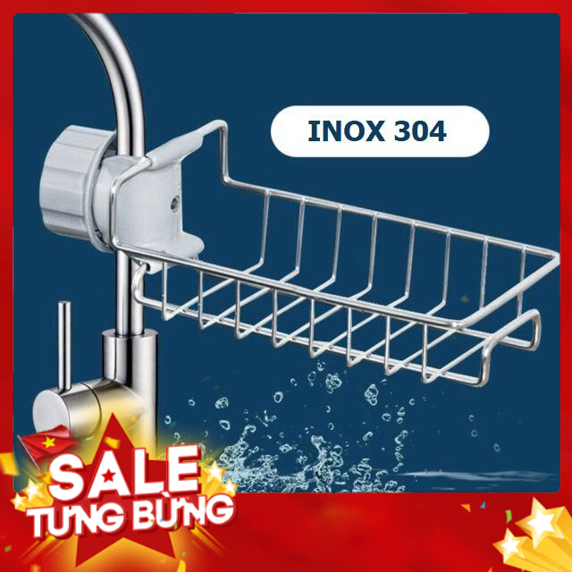 [SALE KHỦNG] GIÁ ĐỂ MIẾNG RỬA CHÉN BẰNG INOX - KỆ INOX 304 KHÔNG GỈ ĐỰNG LƯỚI RỬA BÁT, CỌ XOONG, BÀN CHẢI, XÀ BÔNG TREO VÒI NƯỚC BỒN RỬA BÁT - HUGO STORE