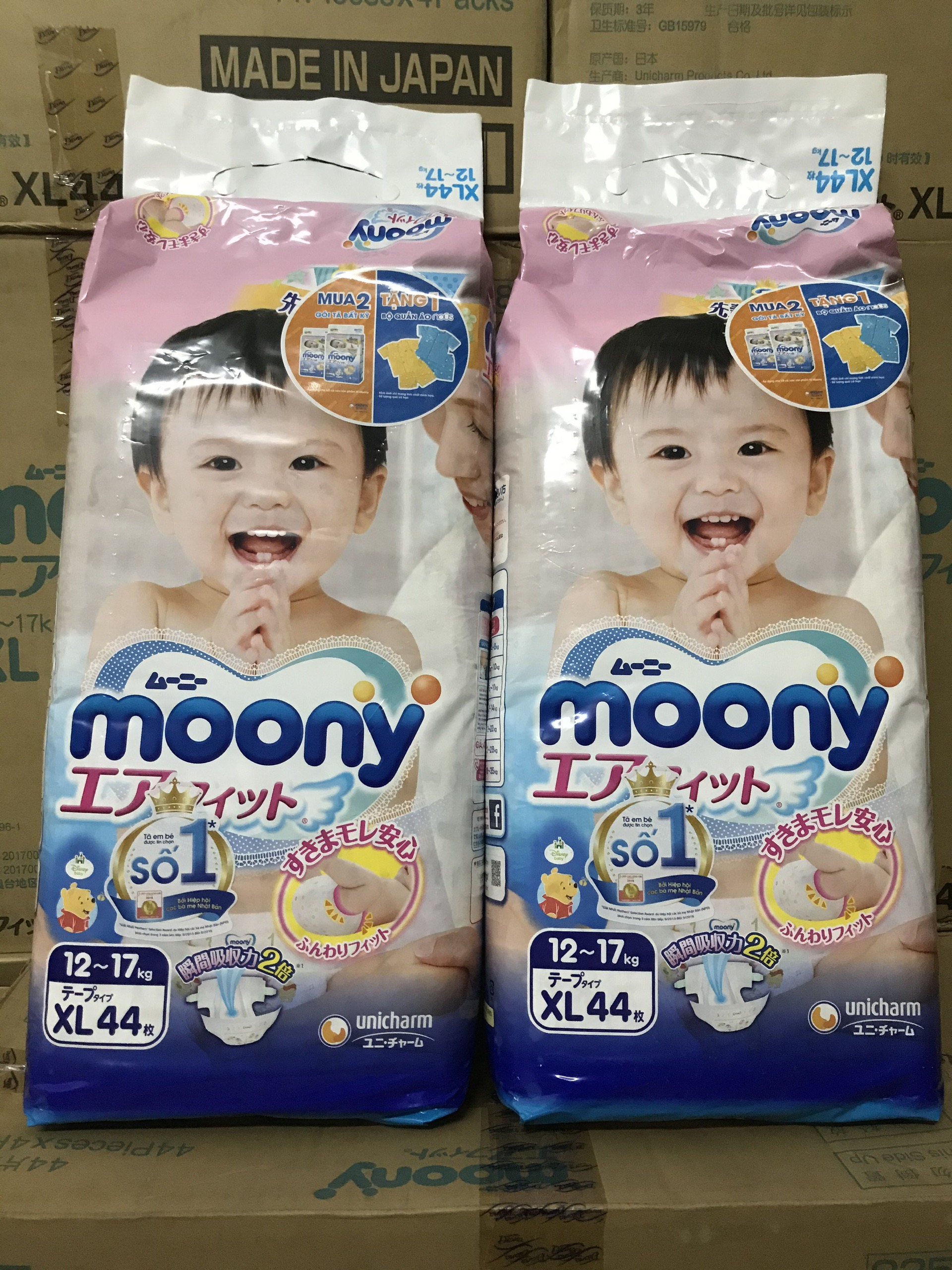 Bỉm/tã dán moony size xl44 nhập khẩu êm mềm khô thoảng