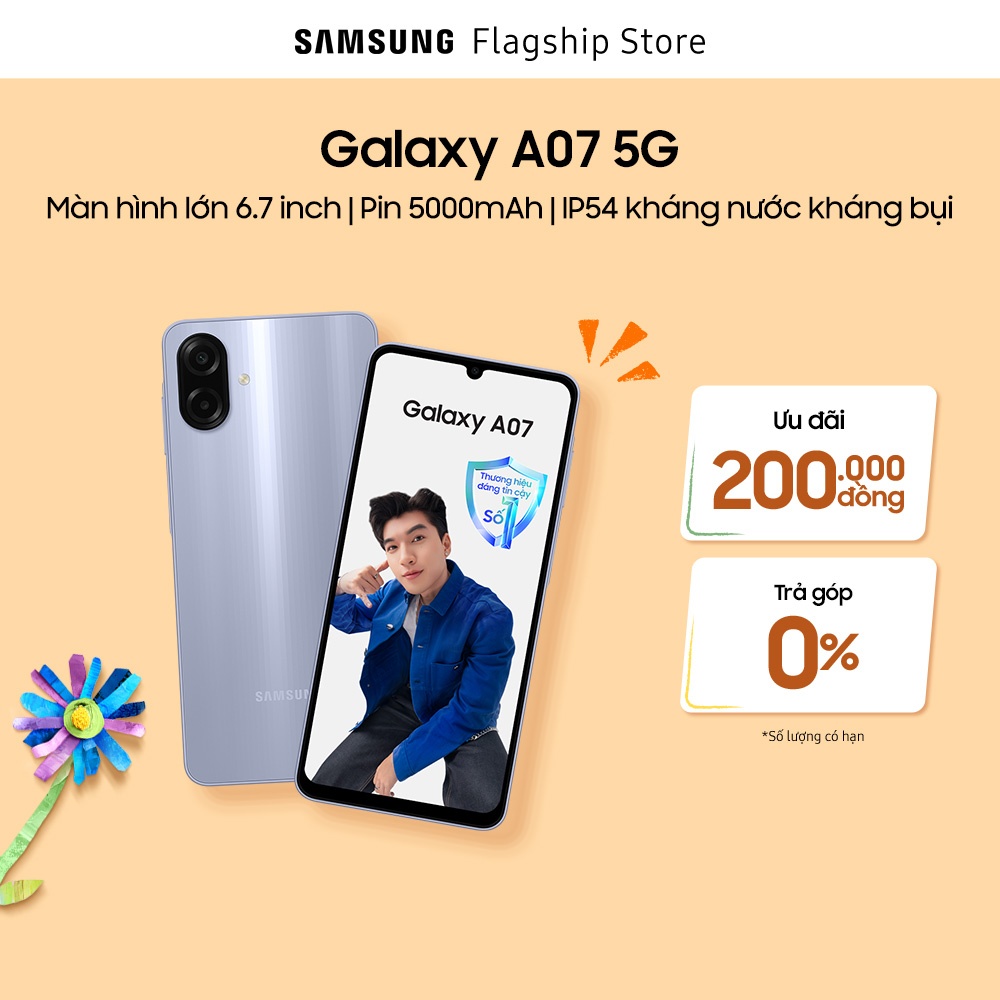 [QUÀ QUẤN KÈM HÀNG] [Củ sạc 25W] Điện thoại Samsung Galaxy A07 5G (4-128GB) - Hàng chính hãng
