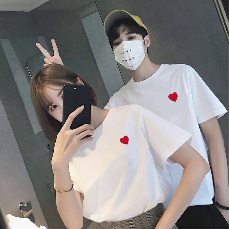 Set 2 áo phông in hình trái tym dễ mix đồ